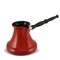 Keramikas kafijas turka katliņš turku kafijai cezva ibrik kafijas kanniņa "Gourmet" ar noņemamu koka rokturis, tilpums 550 ml, sarkanā krāsa 